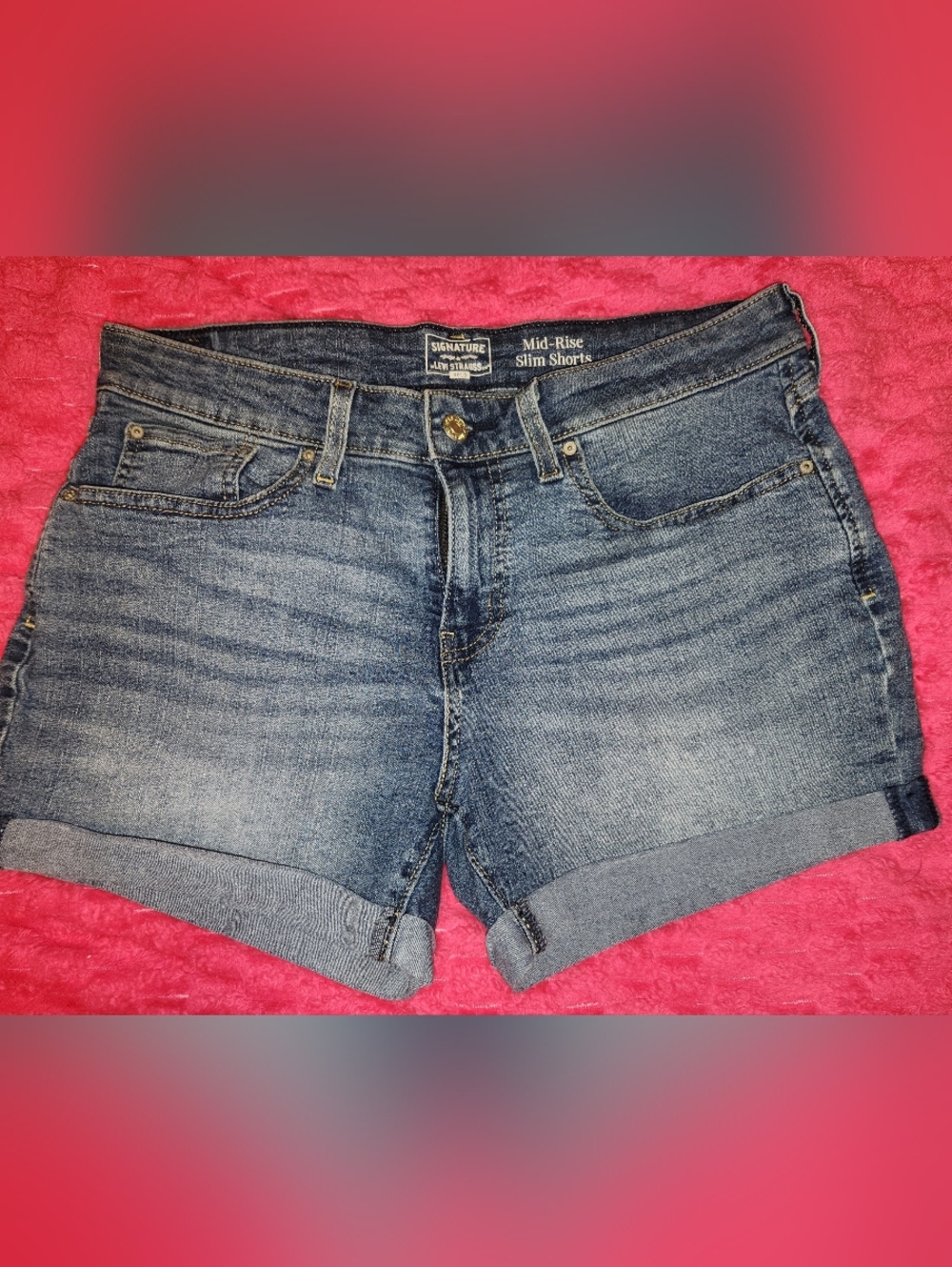 Levi's Light Blue Denim Mid-Rise Slim Shorts